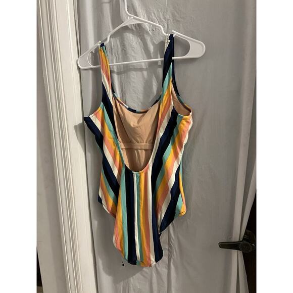 J Crew Multicolor Stripe Scoop Back One Piece Swimsuit Sz Xl NWT - Picture 3 of 7